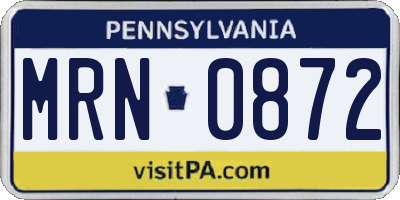 PA license plate MRN0872