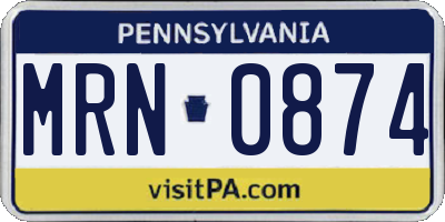 PA license plate MRN0874