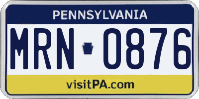 PA license plate MRN0876