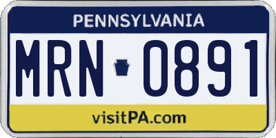 PA license plate MRN0891