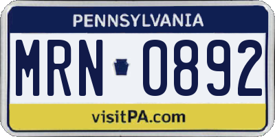 PA license plate MRN0892