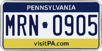PA license plate MRN0905