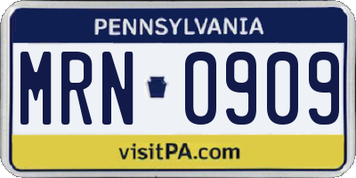 PA license plate MRN0909
