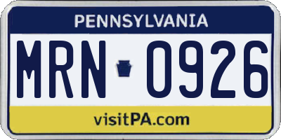 PA license plate MRN0926