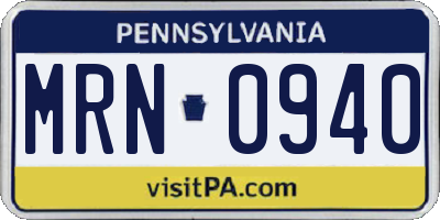 PA license plate MRN0940