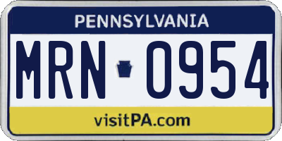 PA license plate MRN0954