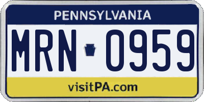 PA license plate MRN0959