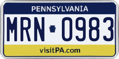 PA license plate MRN0983