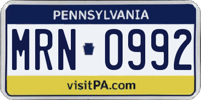 PA license plate MRN0992