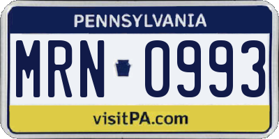 PA license plate MRN0993