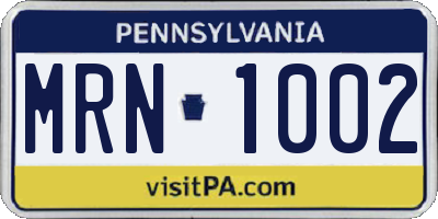 PA license plate MRN1002