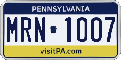 PA license plate MRN1007