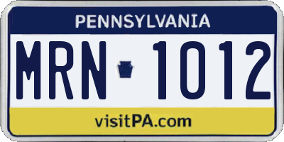 PA license plate MRN1012
