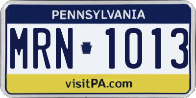 PA license plate MRN1013