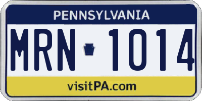 PA license plate MRN1014