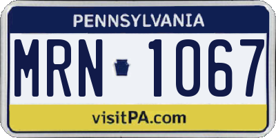PA license plate MRN1067