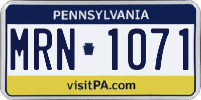 PA license plate MRN1071