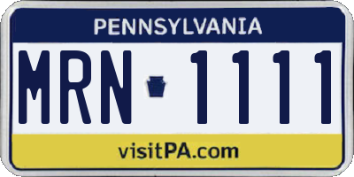 PA license plate MRN1111