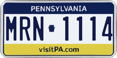 PA license plate MRN1114
