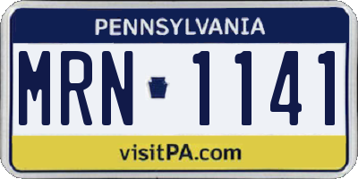 PA license plate MRN1141
