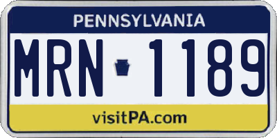 PA license plate MRN1189