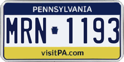 PA license plate MRN1193