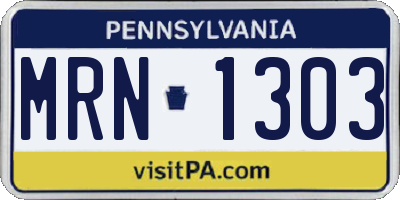 PA license plate MRN1303