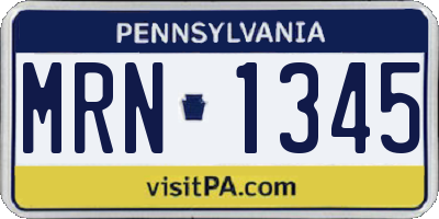 PA license plate MRN1345