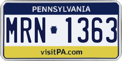 PA license plate MRN1363