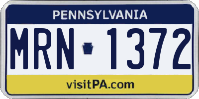 PA license plate MRN1372