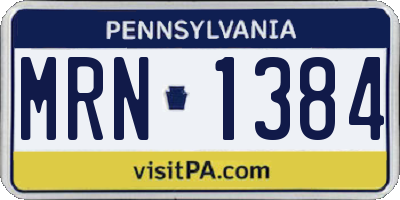 PA license plate MRN1384