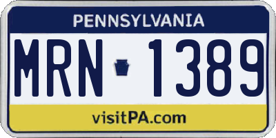PA license plate MRN1389