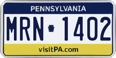 PA license plate MRN1402
