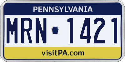 PA license plate MRN1421
