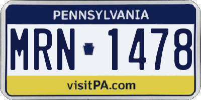 PA license plate MRN1478