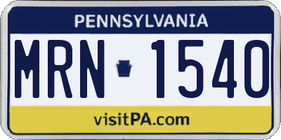 PA license plate MRN1540