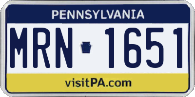 PA license plate MRN1651