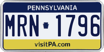 PA license plate MRN1796