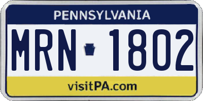 PA license plate MRN1802