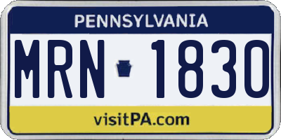 PA license plate MRN1830