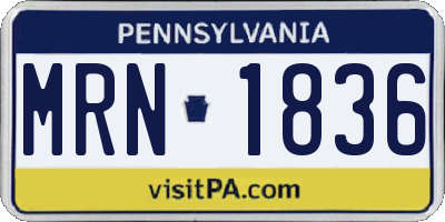 PA license plate MRN1836
