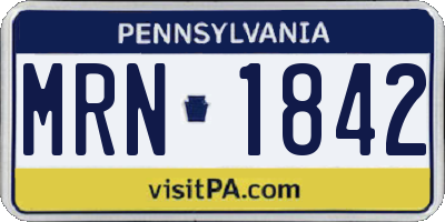 PA license plate MRN1842