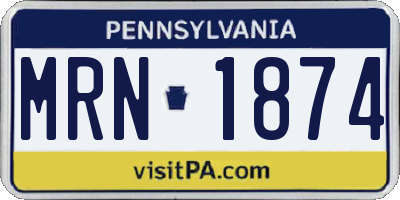 PA license plate MRN1874