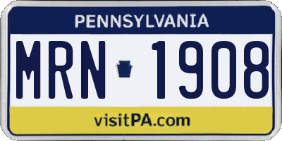 PA license plate MRN1908
