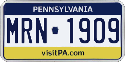 PA license plate MRN1909