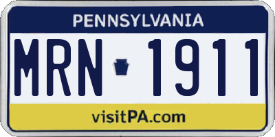 PA license plate MRN1911