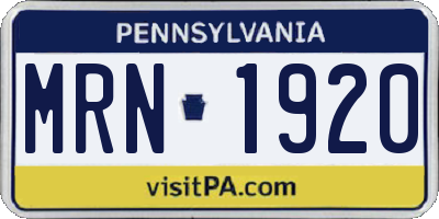 PA license plate MRN1920