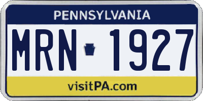 PA license plate MRN1927