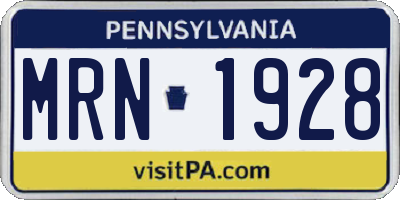 PA license plate MRN1928