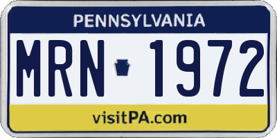 PA license plate MRN1972